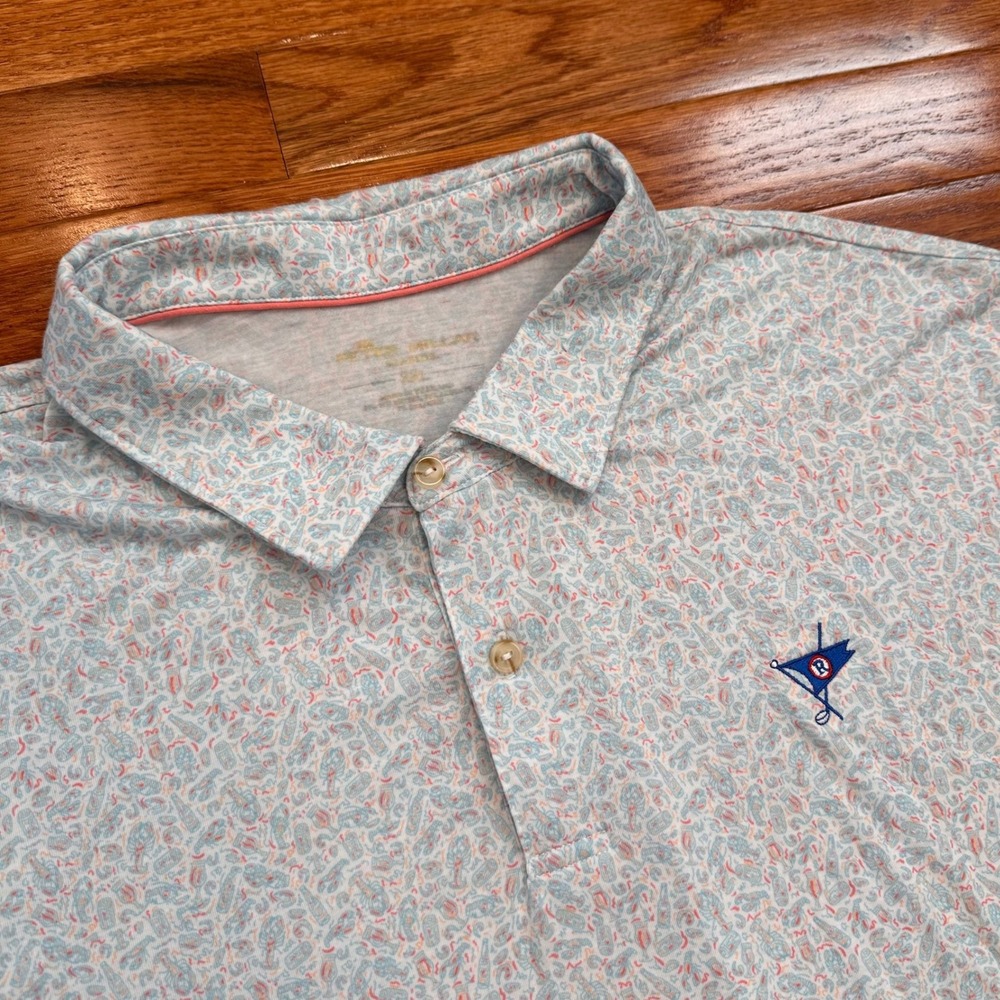 Peter Millar Seaside Ocean Reef Club Golf Polo Shirt Mens 2XL Cocktail Print AOP